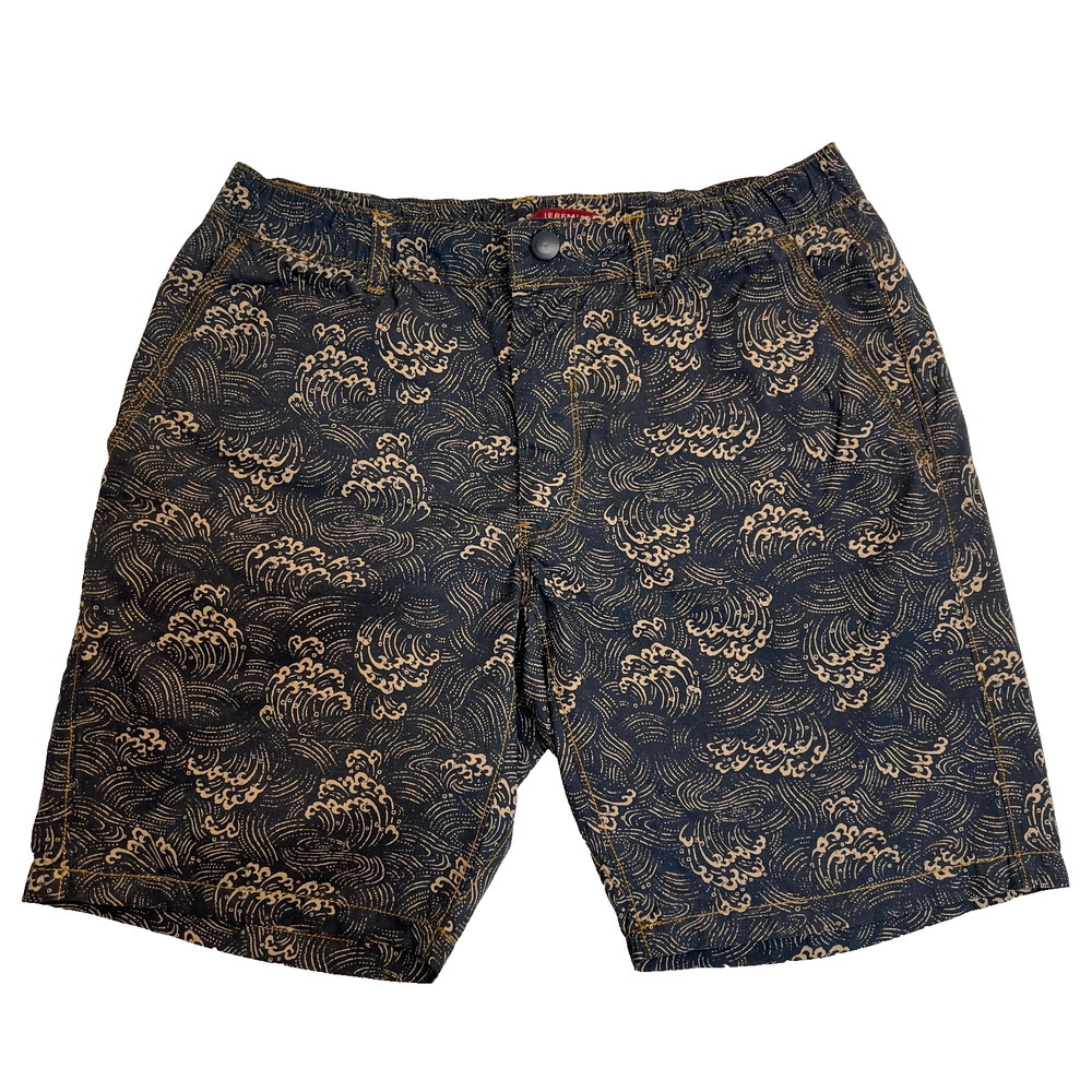 Jeremiah Men's Chino Shorts Casual Boho Japanese Wave Blue/Beige Men's, Sz 33